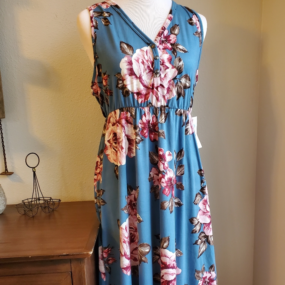 French Gray Floral Dress